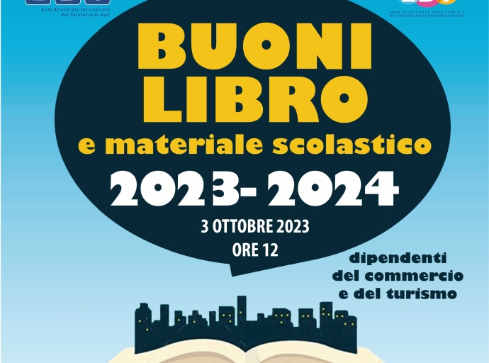 CONSEGNA BUONI LIBRO IL GIORNO MARTEDI' 3 OTTOBRE PRESSO LA CONFCOMMERCIO DI ASTI